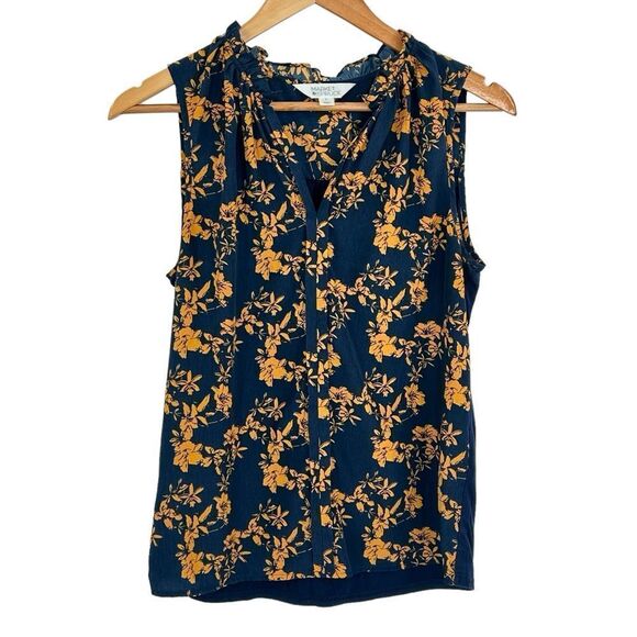 Market and Spruce navy and yellow floral sleeveless top size small - Picture 1 of 6